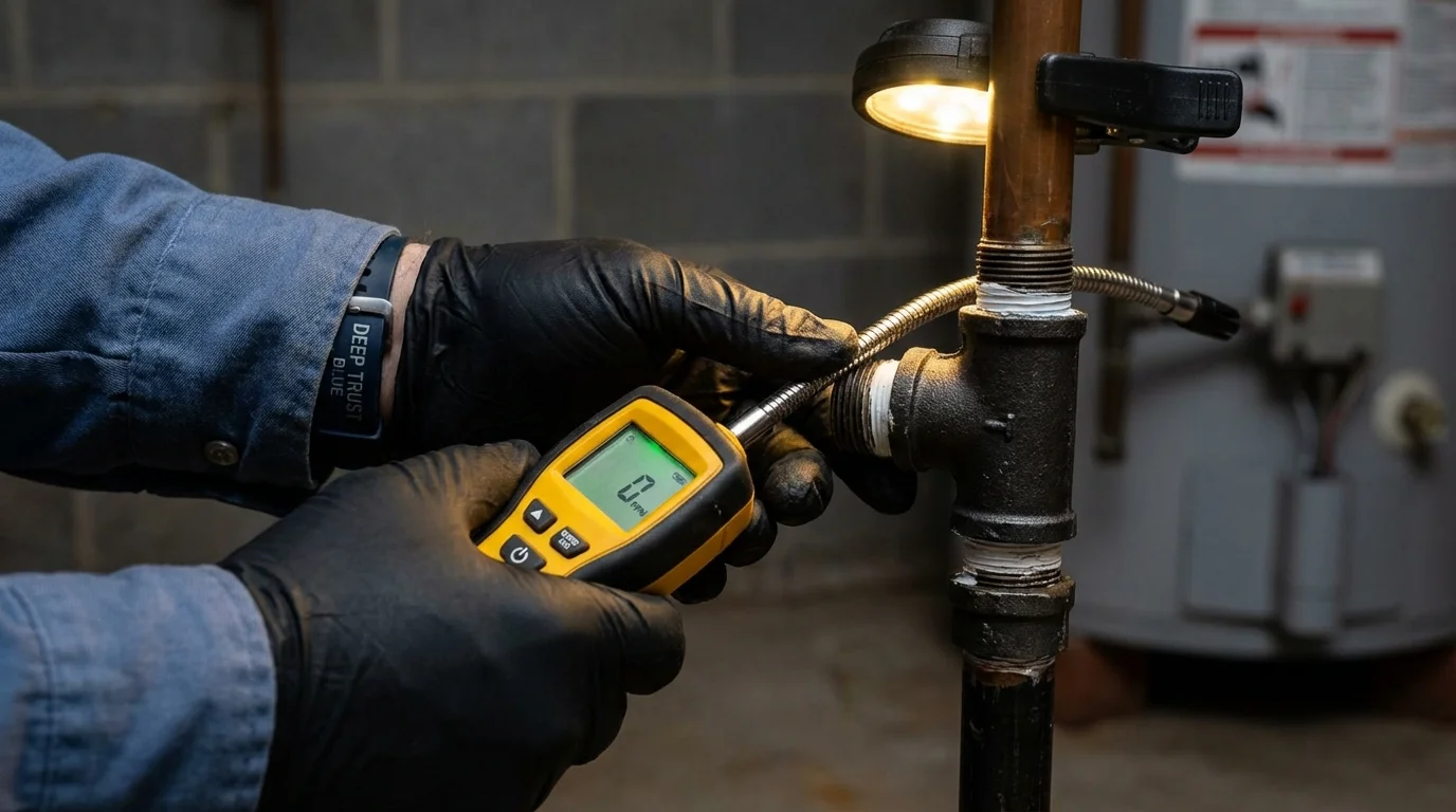 Gas leak detection with electronic sniffer by Johns Plumbing LLC in Page